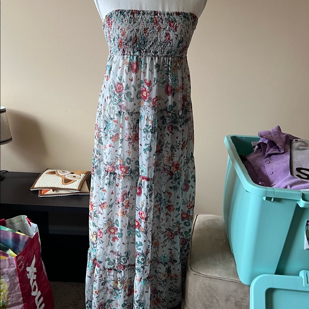 Zara floral strapless maxi dress small